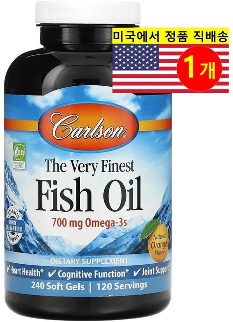 Carlson 칼슨 피쉬 오일 350mg 천연 오렌지향, 240 개, 1개, 240정 - 쿠팡
