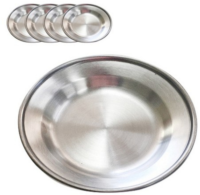 노마드캠핑 스테인레스 캠핑 개별 접시 12cm, 실버, 5개