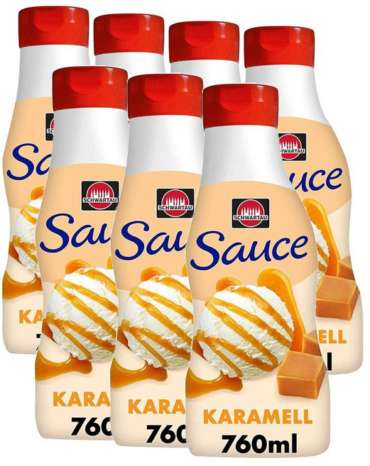 독일 슈바르타우 Schwartau Dessert Sauce Caramel 디저트 아이스크림 디저트 카라멜 소스, 7개, 760ml