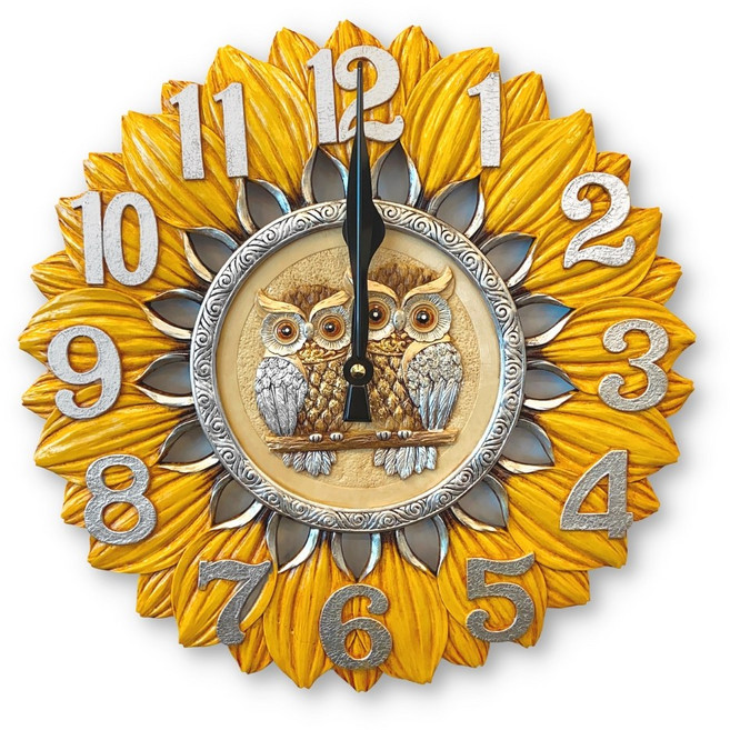 해바라기 부엉이시계 (대형) 거실인테리어 무소음 벽시계