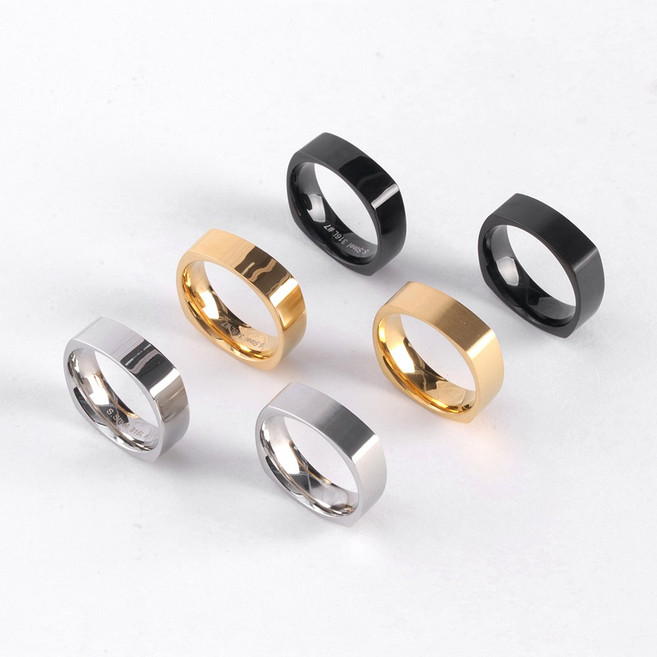 VARAM 써지컬316L스틸 6mm 데일리 민자 사각반지