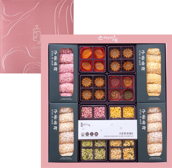 온미당 기름0% 구운유과 명절 한과 선물세트 (쇼핑백 포장), 1세트, 371g