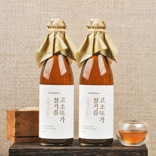 고소미가 저온압착 참기름 350ml+350ml (총 2병) 통참깨 100%, 1박스, 700ml