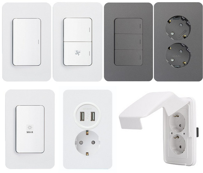 제일 디아트 화이트 스위치 콘센트, 디아트다크그레이, 방우 2구콘센트 가로, 1개