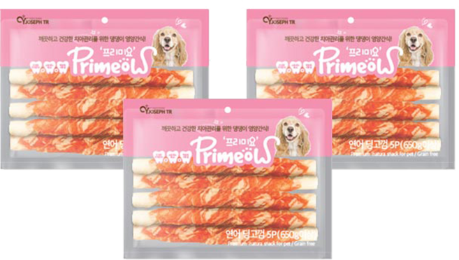 프리미요 딩고껌 25cm 대형견 덴탈껌, 연어맛, 325g, 3개
