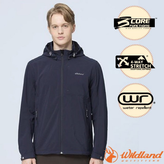 Wildland 荒野 男 輕量彈性三層防風防潑水機能風衣登山外套