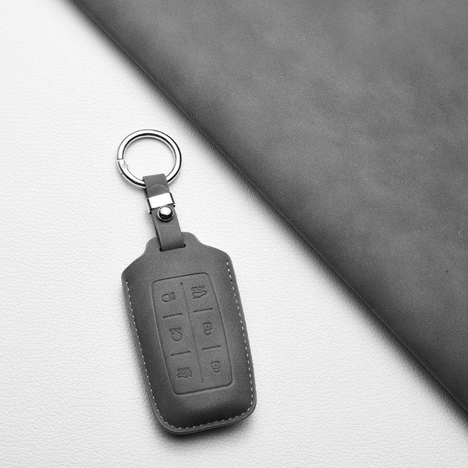 제네시스 차량용 키커버 (G70/EQ900/G80/G90/GV70/GV80 호환) - 고급 양가죽 내구성, 제네시스 B6 타입(6버튼), 암회