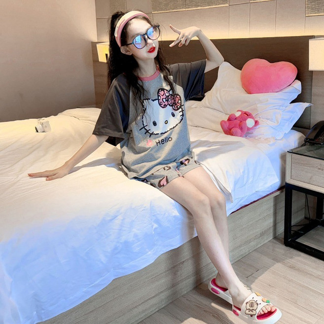 女童睡衣套裝 夏季短袖短褲家居服