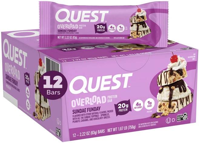 퀘스트뉴트리션 Overload 프로틴 바 선데 Funday 12개입, 1개 - 쿠팡