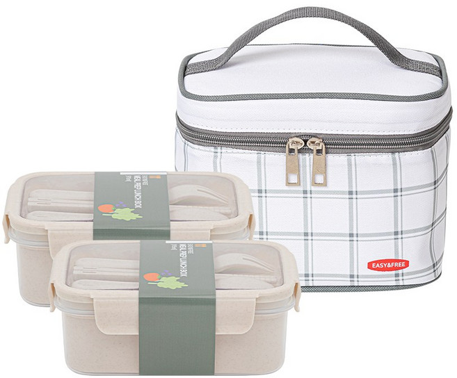 이지앤프리 밀프랩 1호 찬합 2종 1단 도시락통 + 도시락 가방 세트, 혼합색상, 1세트