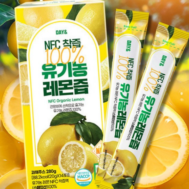 데이앤 NFC 100% 유기농 레몬즙, 280g, 4개