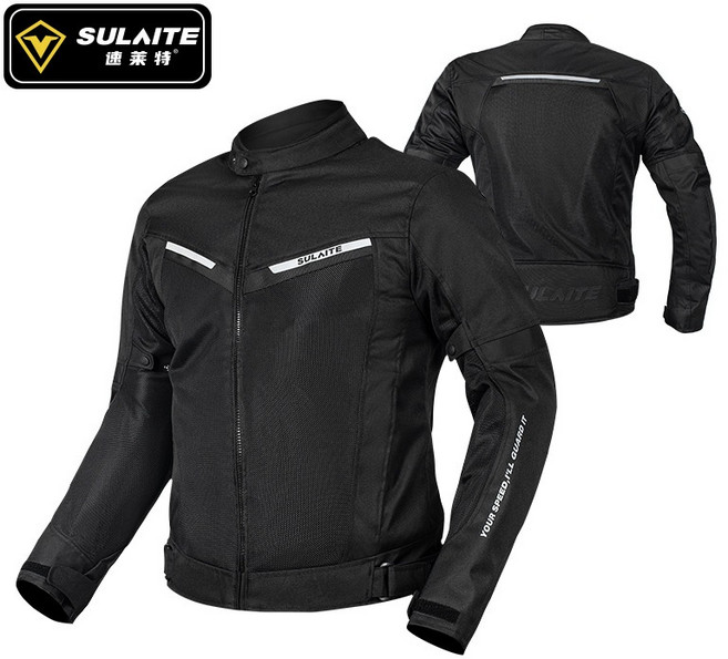 SULAITE 夏季透氣防摔衣 CE護具 五件式騎士服, C1-黑,XL, 1個