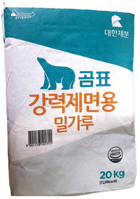 대한제분 곰표 강력제면용 20kg 밀가루 칼국수 만두피 생라면 수연소면 업소용, 1개