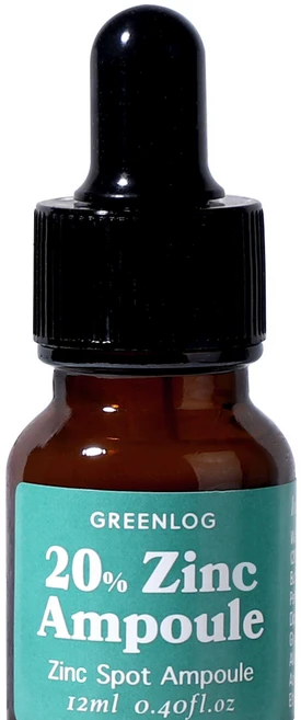 징크 스팟 화농성여드름 앰플 모낭염 턱드름 트러블 퓨어 징크옥사이드 200000ppm 유분케어 그린로그, 1개, 12ml - 쿠팡