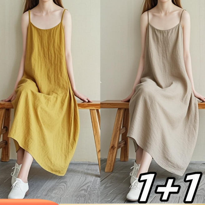 1+1 여성원피스 멜빵 롱원피스 오버사이즈 캐주얼 데일리 여름 편안한 상품 ZBW00401 30