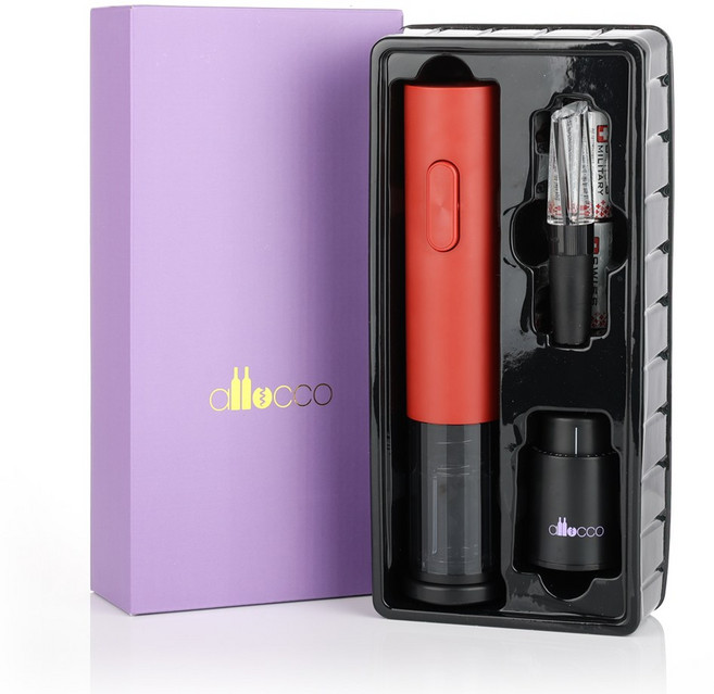 건전지포함 풀세트 알로꼬 전동 와인오프너 4in1 KC인증 국내배송 모토잉 ALC30 시그니처모델 국내배송확인, 비비드 레드, 1개