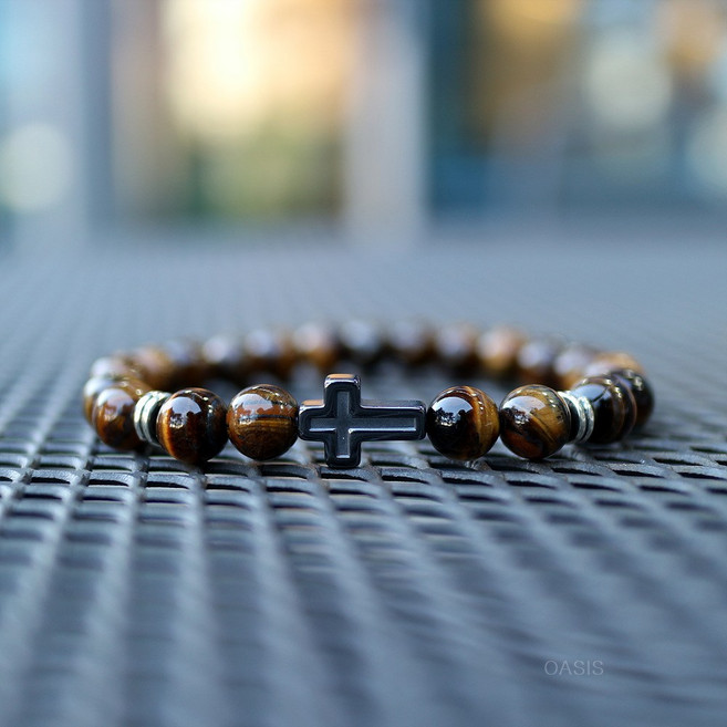 오아시스 주얼 만사형통 재물운 십자가 팔찌 호안석 오닉스 남자 여자 행운 원석 금전운 사업운 성공운 액막이 시험합격 운동선수 기독교 천주교 묵주 생물 비휴
