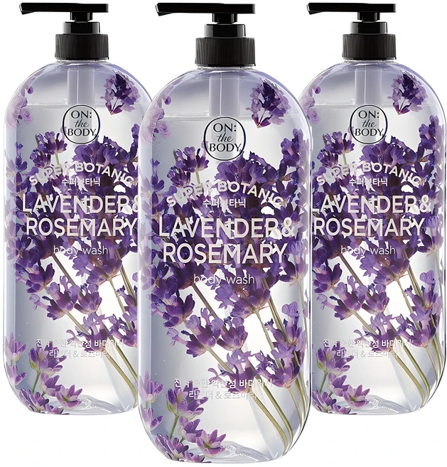 온더바디 수퍼보타닉 바디워시 라벤더 앤 로즈마리향, 900ml, 3개 - 쿠팡