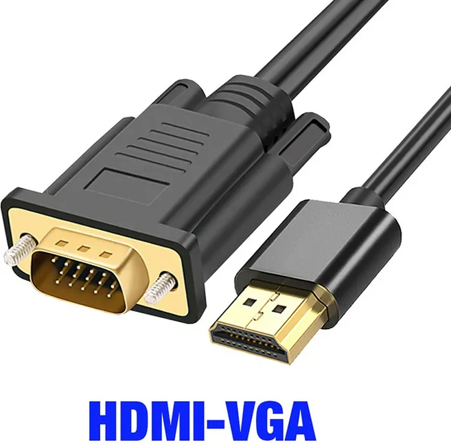 금도금 HD TO VGA 어댑터 연결 케이블 5M 0M 920x080P 데탑 노트북 PC TV 용, 01 BLA