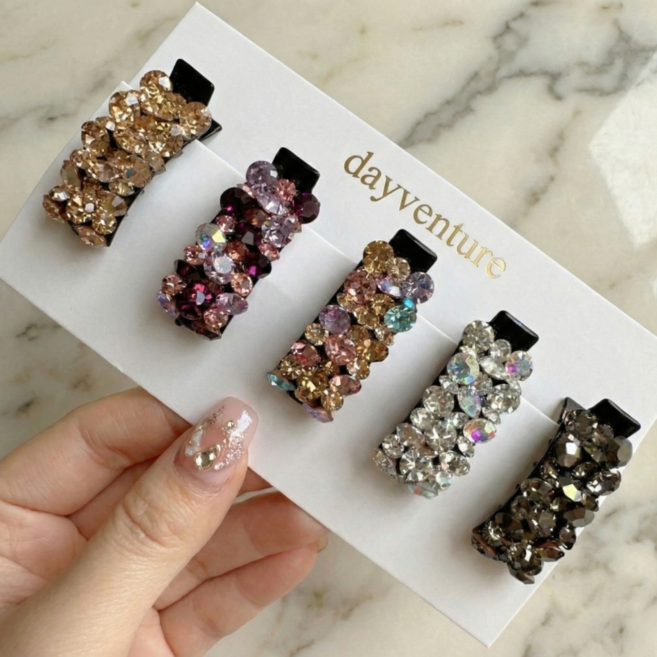 데이벤처 블링 큐빅 미니 헤어 집게핀 5개