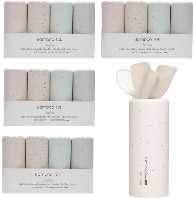 휴홈 컵홀더 차량용 무표백 대나무 밤부톡 슬림티슈, 16개, 60매입