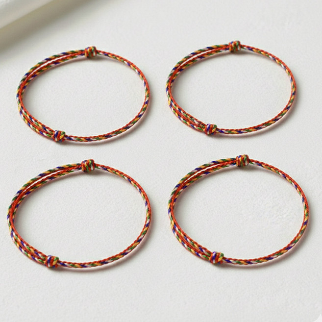 행운 소원 오방색 끈팔찌 오색실 매듭 팔찌 4개