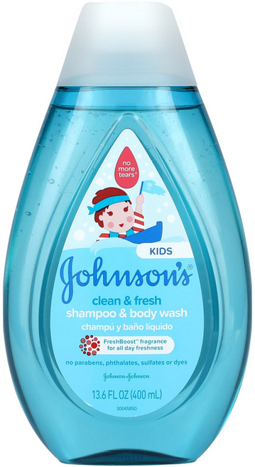 Johnsons Baby 어린이용 클린 후레쉬 샴푸 바디 워시 13.6 fl oz(400 ml) 3팩, 1개, 400ml