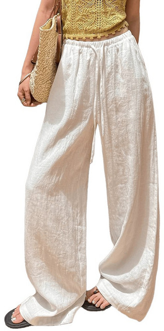 KDNC 여성 바지 여름 세미와이드 와이드슬랙스 핀턱 하이웨스트 밴딩 와이드팬츠