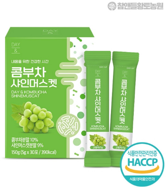 참앤들황토농원 [참앤들황토농원] 데이앤 콤부차 샤인머스켓 30포 1박스, 150g, 1개