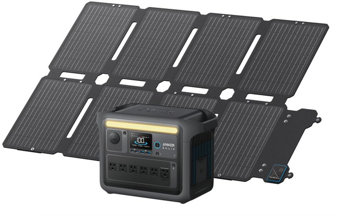 Anker Solix C1000 Portable Power Station(블랙) & Solix PS100 Compact Portable Solar Panel 1056Wh, 1개