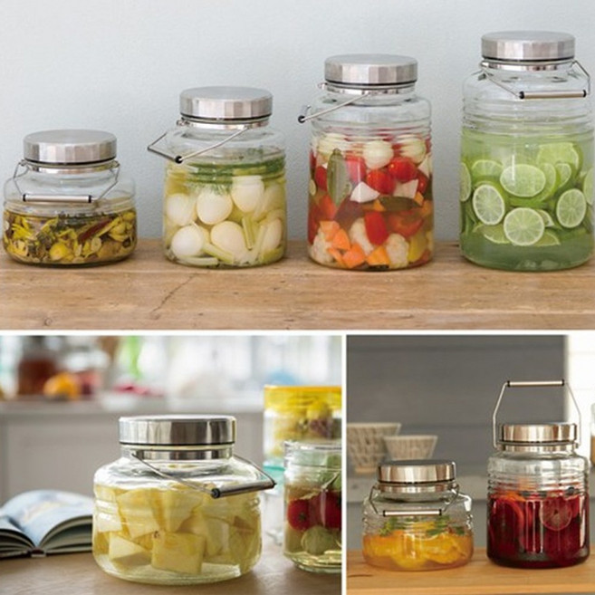 아데리아 메탈캡 컨테이너 담금주 대형 밀폐 유리병 (1L - 5L), 1L, 2개