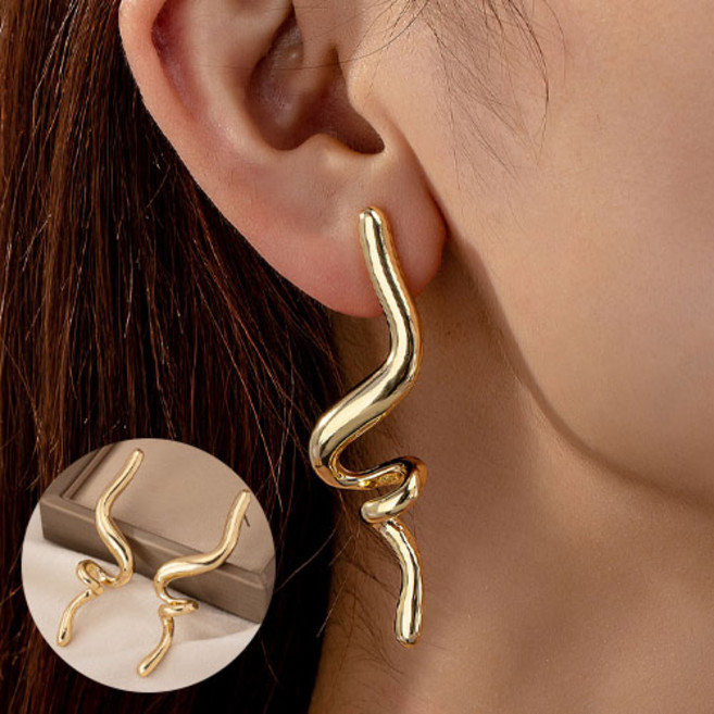 여성 유니크 파티 공연 꼬임 스틱 롱 드롭 귀걸이 A1562