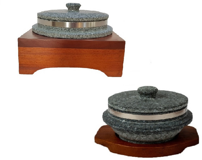 장수주방 장수곱돌 돌솥 140mm~220mm + 받침 돌뚝배기 돌그릇 냄비 가마솥 밥 숭늉 누룽지 깐밥, 돌솥 160mm+타원형받침, 1개