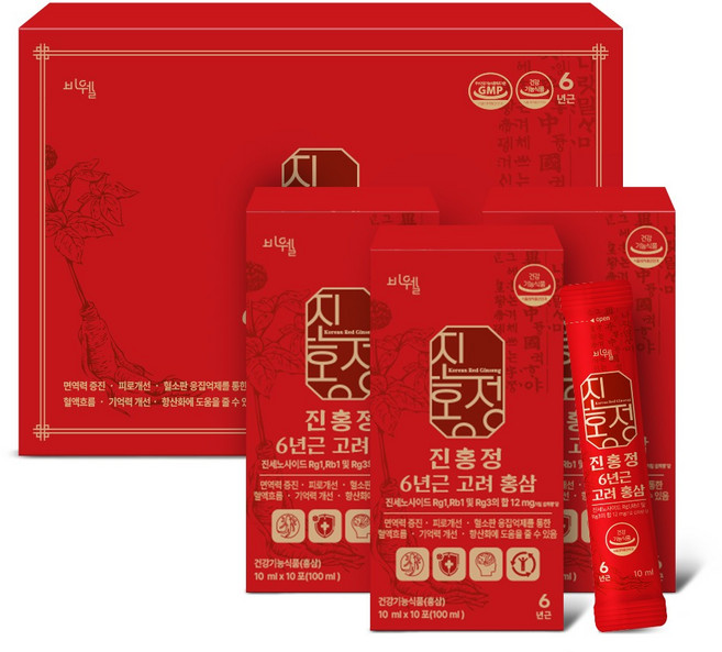 진홍정 6년근고려 홍삼스틱 국산100% 진세노사이드12mg 건강기능식품, 3개, 10ml