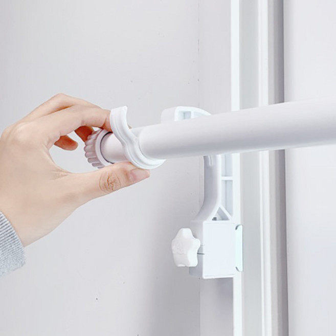 홈바내쓰 전세 월세 자취방 못없이 설치하는 커튼봉 블라인드 안뚫어고리 ver.4 화이트 1세트 (2개입) + 커튼봉, 안뚫어고리 버전4 + 심플봉 (4호 275~445cm)