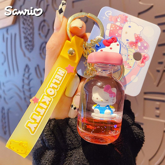 산리오 키링 드리프트 물병 가방걸이 산리오정품 시나모롤 쿠로미 마이멜로디 키티, 1개, 드리프트 병-헬로키티