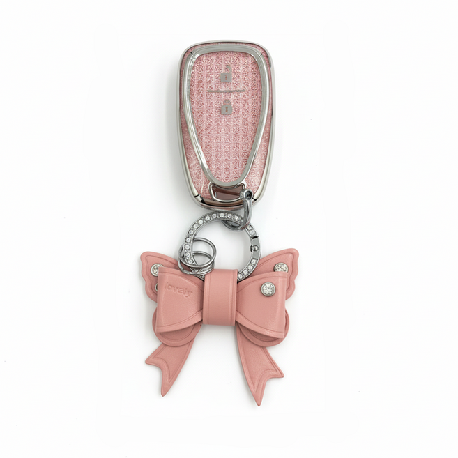 어니트 쉐보레 호환 크리스탈 차키케이스 자동차 키링 키홀더, C-1(2버튼), 핑크