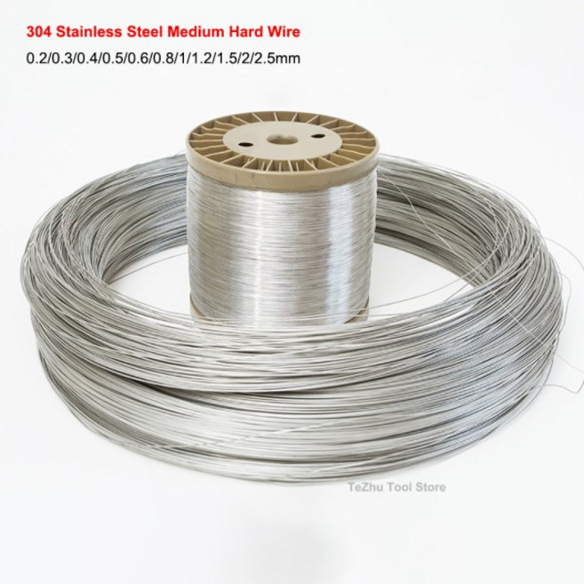 304 스테인레스 스틸 단일 와이어 중간 경질 미세 0.2/0.3/0.4/0.5/0.6/0.8/1/1.2/1.5/2/2.5mm 강철, 07 10Meters, 10 Diameter 3mm
