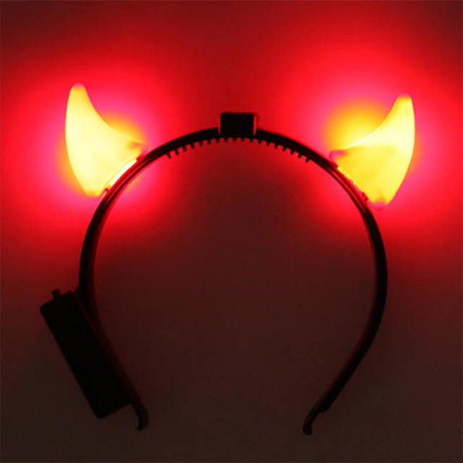 할로윈 머리띠 화관 왕관 고양이 귀여운 호박 천사 악마 유니콘 토끼 머리핀 파티소품 기획전, 17.점등 붉은 악마뿔 머리띠 [소]
