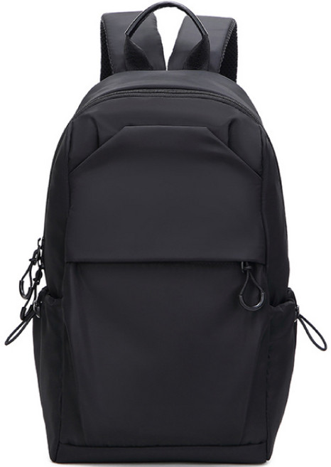 輕便雙肩小背包 簡約時尚 多隔層收納 學生/上班族適用, 黑色