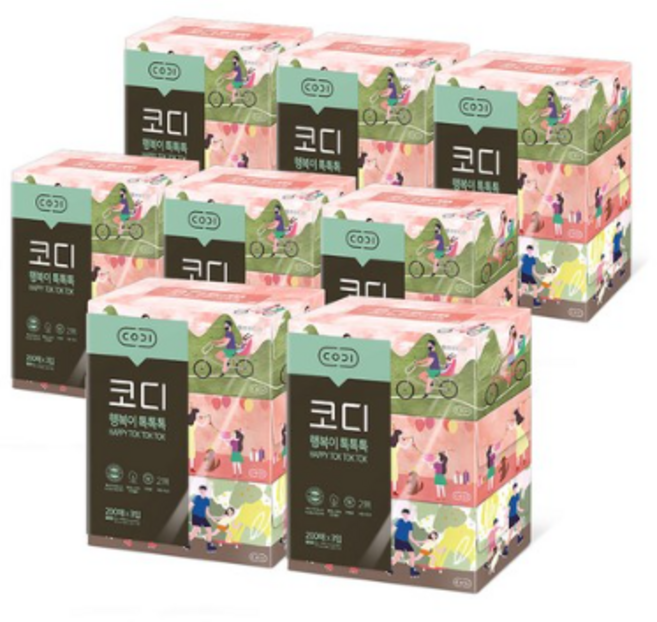 코디 행복이 톡톡톡 각티슈 200매 3입 X 8개, 24개