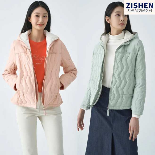 지센 [달성점] 봄 이월상품 정품 여성 신클라우드 물결 후드탈착 경량패딩 점퍼 LSJPO152