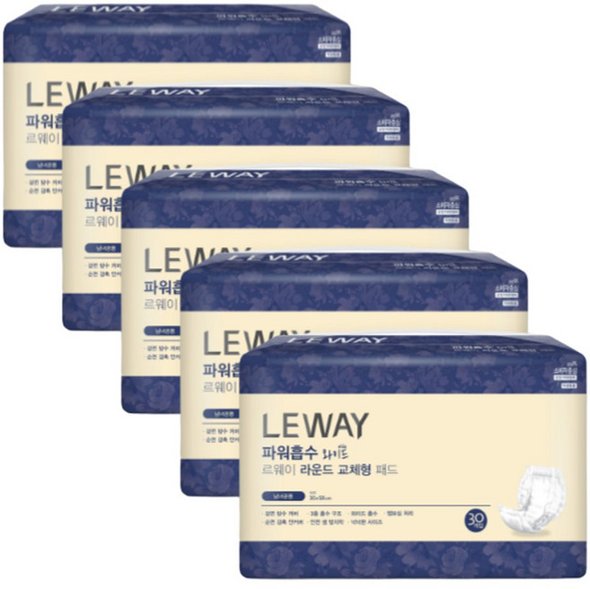 미래생활 르웨이 와이드라운드 속기저귀 30매 5팩(150매), 30개입, 5박스