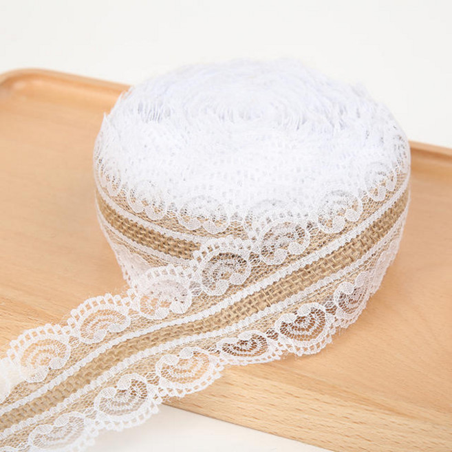 메터 25 미리메터 빈티지 삼베 리본 트림 소박한 흰색 센터 헤센 가장자리 황마 레이스 (색상-Style A 크기-25mm)
