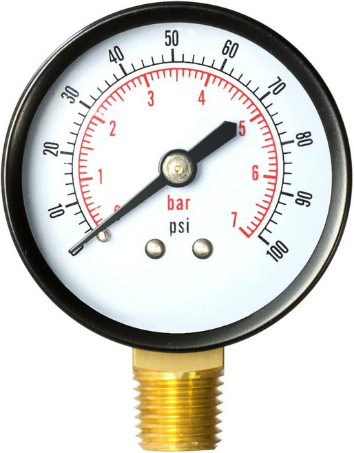 아쿠아틱스 프로 풀 필터 압력 게이지 - 프리미엄 스파 / 아쿠아리움 수압 게이지 2인치 다이얼 0-60 Psi 하단 마운트 1/4" 헤이워드 펜테어 잰디 등 대부분의