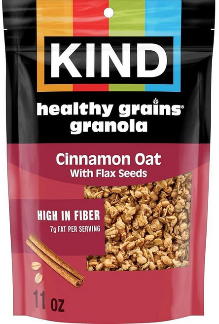 Kind Healthy Grains 그래놀라 땅콩 버터 클러스터 글루텐 프리 건강한 스낵 믹스 단백질 10g 325ml(11온스) 1개입, Cinnamon Oat with Flax Seeds