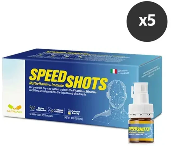 뉴트린자 스피드샷 멀티비타민 이뮨 12병 5개 세트, 60개, 10ml - 쿠팡