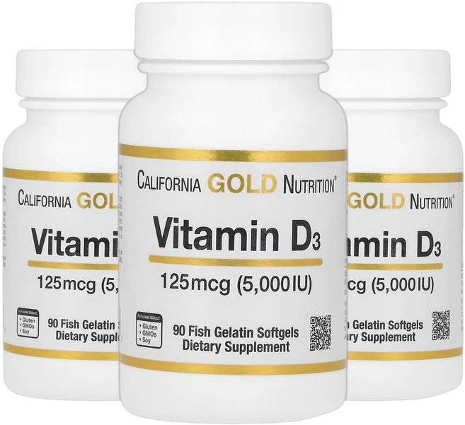 [3개 세트] 캘리포니아골드뉴트리션 비타민D3 125mcg(5 000IU) 90정, 3개 - 쿠팡