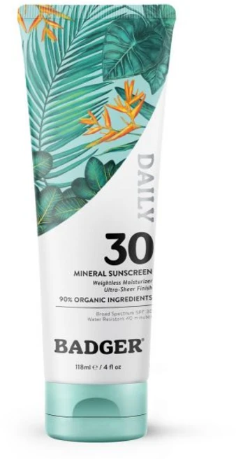 배저 미네랄 데일리 및 페이스 자외선 차단제 콤보 산화아연이 함유된 SPF 30 경량 유기농 차단제 얼굴 바디용 보습 비건 무향 2팩, 118ml - 쿠팡