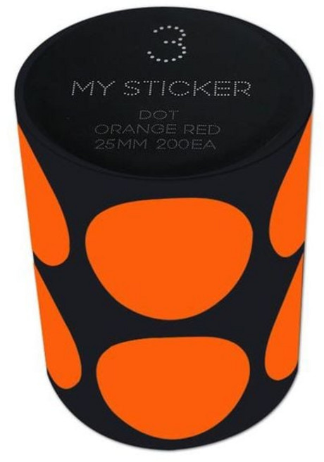 한국폼텍 폭25mm 원형 롤 마이스티커-오렌지레드 swg+5816Os